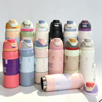 Bouteille d'eau isotherme sous vide en acier inoxydable de 24 oz sans BPA avec paille intégrée, personnalisable avec logo Owala, idéale pour les cadeaux d'entreprise