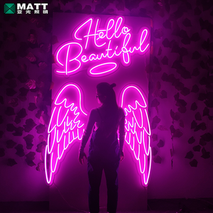 Matt Dropshipping personnalisé bonjour belles ailes d'ange enseigne au néon Led acrylique néon lumière pour fête mur <span class=keywords><strong>boutique</strong></span> chambre décor - Product Image 1