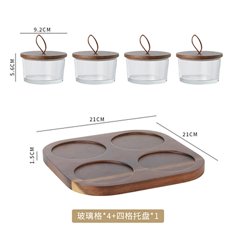 Glass fruit plate *4 [with lid] Four-compartment tray