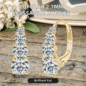 2.7mm Round Moissanite <b>Earrings</b> S925 Sterling <b>Silver</b> | Huggie <b>Hoop</b> <b>Earrings</b> <b>for</b> <b>Women</b> Delicate Classic Fine Jewelry Daily Wear - Product Image 2
