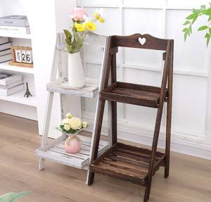 Moderno Soporte <span class=keywords><strong>de</strong></span> Plantas Plegable <span class=keywords><strong>de</strong></span> Dos Niveles, <span class=keywords><strong>de</strong></span> <span class=keywords><strong>Madera</strong></span> Maciza Blanqueada, Independiente, para Interiores, Estante Decorativo <span class=keywords><strong>de</strong></span> Exhibición <span class=keywords><strong>de</strong></span> <span class=keywords><strong>Madera</strong></span> - Product Image 3