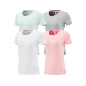 เสื้อผ้าออกกำลังกายแบบแห้งเร็วสำหรับผู้หญิงเสื้อยืดออกกำลังกายสำหรับฤดูร้อนคอกลม & ผ่าข้างพิมพ์ลาย - Product Image 5