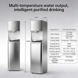 Distributeur d'eau chaude et froide OEM avec purificateur, design autoportant à chargement par le bas en plastique pour usage domestique et hôtelier – Obtenez eau chaude, froide et tiède - Product Image 1