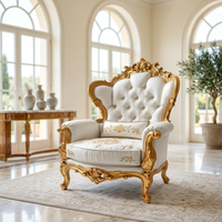 Ensemble de canapés d'appoint de luxe royal convertible en bois massif traditionnel, chaise élégante pour salon