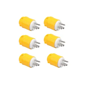 6 Pack Extension Cord Ends Male Plug 5-15P, 15A Industry Electrical Plug for Replacement, ETL Approved Replacement Plug