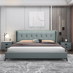 批发休闲现代床带储物大床皮套床箱高品质卧室家具