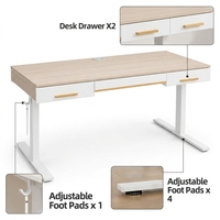 Bureau informatique ergonomique moderne assis-debout motorisé avec rangement et étagère pour écran, écologique pour chambre à coucher