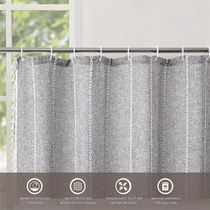 Gris Boho Glands Imperméable Lavable Heavy Duty Coton Lin Moderne Ferme Vintage Rideau <span class=keywords><strong>De</strong></span> Douche Bohème <span class=keywords><strong>Salle</strong></span> <span class=keywords><strong>De</strong></span> Bains Décor - Product Image 2