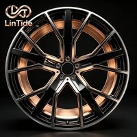 Rueda de Aleación Forjada de Dos Colores con Múltiples Radios, Acabado Negro Brillante y Cara Mecanizada, Directo de Fábrica, para Modificación de Automóviles, Venta al Por Mayor