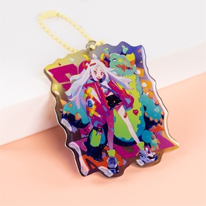 High Quality Custom Colorful Acrylic Plastic Keychain Material Custom Cartoon Accessories Free Sample Anime Keychain