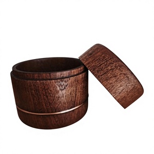 Tarro de Miel de Madera Hecho a Mano con Tapa Abatible Redonda, Apto para Calentar y Lavado en Lavavajillas, Diseño Tradicional Chino, para Uso en la Cocina - Product Image 1