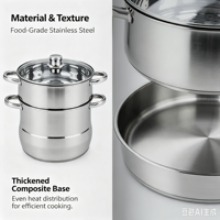 Ensemble de casseroles en acier inoxydable à 2 niveaux, cuiseur vapeur avec couvercle en verre, compatible induction, passe au lave-vaisselle, écologique, capacité de 4 à 14 L