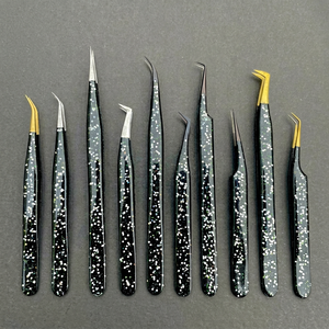 Professional Fiber Tip Eyelash Extension Tweezers <b>Kit</b> Powder Coated Color <b>Lash</b> Tools OEM Custom Pakistan - Product Image 1