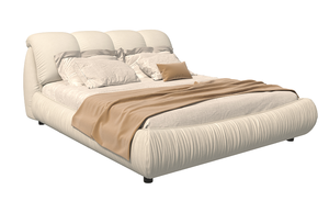 Modern <b>Queen</b> <b>Size</b> Luxury Upholstered Platform <b>Bed</b> with Oversized Padded Backrest and Solid Wood Frame Soft Apartment-Friendly - Product Image 6
