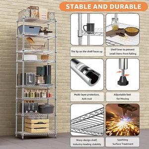 MZG 5-Layer Metal Wire <b>Shelving</b> Unit 600kg Capacity Standing Closet Garage Rack Laundry Bathroom Pantry Storage Wheels Rust - Product Image 4