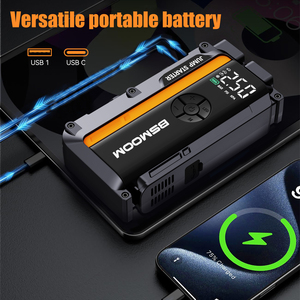 21800mAh güç banka ile taşınabilir araba atlama marş ve acil kullanım için kamyon ve motosiklet 3000A tepe akımı için hava pompası - Product Image 2