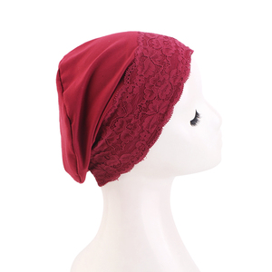 Pañuelo <span class=keywords><strong>para</strong></span> la Cabeza de Color Sólido <span class=keywords><strong>para</strong></span> Mujer, Turbante Elástico de Poliéster con Encaje <span class=keywords><strong>para</strong></span> Damas, Cómodo <span class=keywords><strong>para</strong></span> <span class=keywords><strong>Quimioterapia</strong></span> - Product Image 4