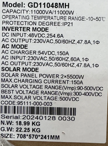 Onduleur solaire hybride parallèle 11KW 220V 48V 160A MPPT contrôleur solaire à onde sinusoïdale Pure double entrée PV 500VDC monophasé WiFi - Product Image 4