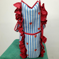 Tas Tote Bergaya Lucu dengan Motif Hati Berlapis dan Bergaris - Tas Selempang Poliester Berumbai untuk Wanita
