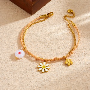 European Style Layered Bracelet With Daisy Flower Pendant Zinc Alloy Women's Jewelry Gift - Product Image 3