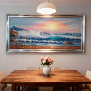 <span class=keywords><strong>ภาพ</strong></span>วาดสไตล์ร้อนแรงแบบทำมือภาพติดผนังทิวทัศน์ทะเลภาพสีน้ำมันแบบแอบสแตรกบนผ้าใบ - Product Image 3