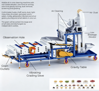 Nettoyeur de graines industriel combiné, machine de traitement des graines, machine de nettoyage de grains haute efficacité, usine de traitement et de nettoyage des grains