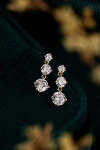 Jewelry Round Lab Grown Diamond <b>Dangle</b> <b>Earrings</b> 10K Gold Waterproof <b>Earrings</b> for Women Party Wedding - Product Image 4