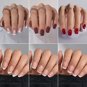 Ongles carrés amande 3D français, faux ongles à presser faits main sur mesure, vente en gros, faux ongles en gel souple à coller - Product Image 4