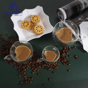 160ml 80ml 50ml Cao Borosilicate <span class=keywords><strong>Pyrex</strong></span> hình trái tim Trà <span class=keywords><strong>Mug</strong></span> Shot Glass cà phê sữa đôi tường cup với xử lý - Product Image 1