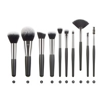 Ensemble de pinceaux de maquillage professionnels Ms.Miau, 40 pièces, poils naturels, manches en bois, pour le maquillage du visage, le mélange de fond de teint, les ombres à paupières