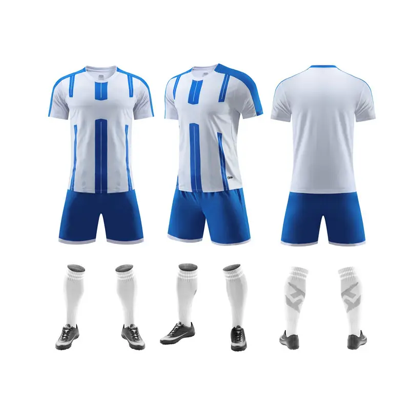 En stock OEM Logo et numéro personnalisés séchage rapide 100% polyester vente en gros d'uniformes de football en vrac