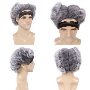 <span class=keywords><strong>Perruque</strong></span> courte bouclée <span class=keywords><strong>grise</strong></span> et ensemble de sourcils pour <span class=keywords><strong>Halloween</strong></span> et Noël, nouvelle collection transfrontalière - Product Image 2