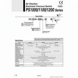 สวิตช์วัดแรงดันอิเล็กทรอนิกส์สำหรับ PS1100-R06L-Q อุปกรณ์ตรวจวัดลม - Product Image 1