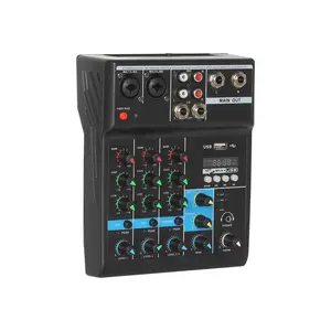 controlador de mezclador de sonido Suppliers-Tarjeta de sonido profesional de 4 canales para estudio, minicontrolador Digital de Dj en vivo, alimentado por Usb, consolas de sonido, mezclador de consola de Audio, barato