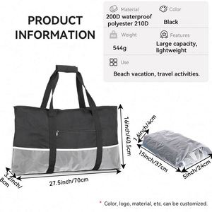 Sac de plage personnalisé grande capacité avec fermeture éclair, nouvelle tendance, pour les vacances d'été, sac de voyage imperméable, fabriqué en usine BSCI - Product Image 2