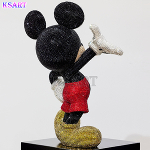 Statue Decorative <span class=keywords><strong>di</strong></span> Topolino e <span class=keywords><strong>Minnie</strong></span> con Strass, Sculture in Resina per Interni, Opere d'Arte per Gallerie - Product Image 6