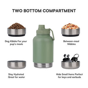 Elecpet OEM Custom Design 3In 1 Style Outdoor <strong>Dog</strong> Water Bottle &amp; Travel Pet Feeder <strong>Bowl</strong> <strong>Set</strong> 1000ml Stainless Steel With 2 <strong>Bowls</strong> - Product Image 5