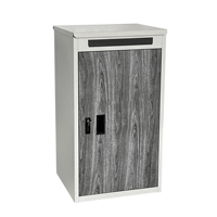 Boîte à colis autoportante Weldon Grey Wood Grain avec fente pour lettres, étanche, antivol, en acier, pour extérieur