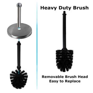 Support de brosse WC cylindrique portable moderne personnalisé avec brosse en microfibre et outil de nettoyage WC en acier inoxydable 410, modèle 823 USA - Product Image 5
