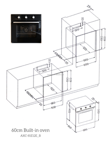 60cm Ankastre Elektrikli Fırın Siyah Cam Panel Mekanik Kontrol Zamanlayıcılı 220 240V 50 60Hz Ev Mutfak Kullanımı İçin - Product Image 6