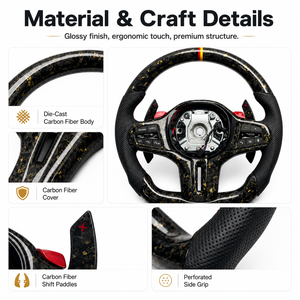 Volants en fibre de carbone personnalisés d'usine OEM, avec grip sportif et garniture intérieure de remplacement, accessoires automobiles de style course Pro pour BMW - Product Image 2