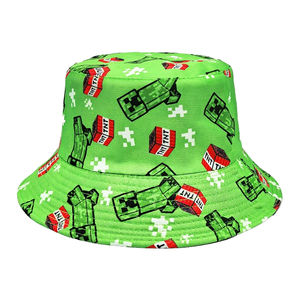 Sombrero de pescador unisex con estampado de Minecraft transfronterizo, estilo hip-hop, de ala plana, con diseño de personaje de dibujos animados, para exteriores y protección solar. - Product Image 1