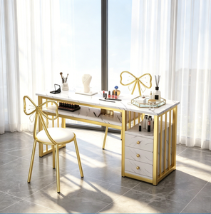 Mesa <span class=keywords><strong>de</strong></span> Manicura <span class=keywords><strong>de</strong></span> Lujo Modelo 2026, con Superficie <span class=keywords><strong>de</strong></span> Mármol Blanco, para Salón <span class=keywords><strong>de</strong></span> Belleza y Maquillaje - Product Image 3