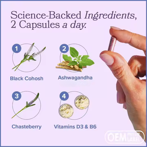 Capsules de Ménopause à Marque Blanche pour les Humeurs Changeantes, Équilibre Hormonal, Vitamines, Antioxydants, Complément Herbal - Product Image 2