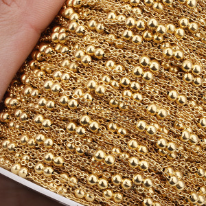 Chaîne à double couche en acier inoxydable plaqué or 18K PVD |   Perles de 3,4 mm, espacement de 2,5 cm, fabrication de bijoux unisexe, bracelet, collier, bricolage - Product Image 4