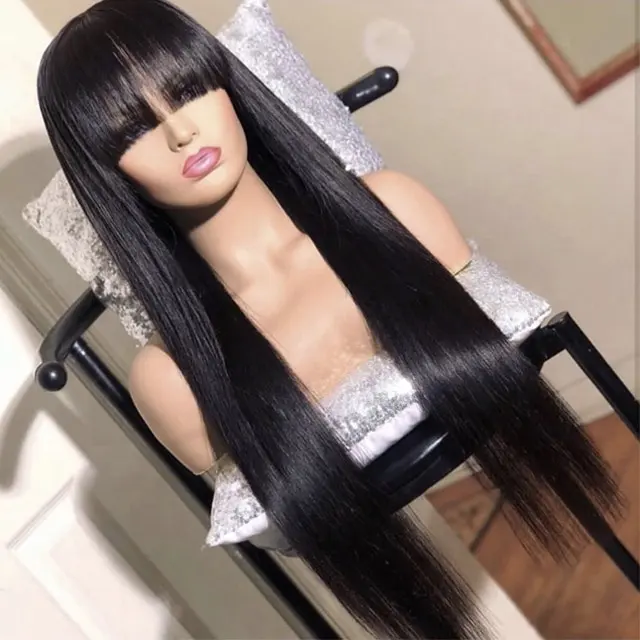 360 Lace Wigs Colored 26in Straight Brazilian Mink Human Hair 5X5 4X4 Closure Wigs With Bangs