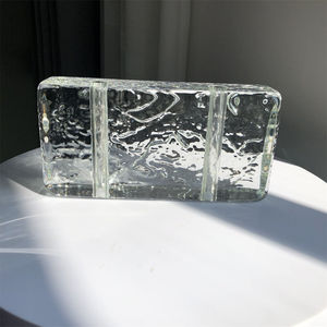 Blocs de briques en verre cristal transparent blanc clair à motif de pierre simple face en gros d'usine pour la décoration de bâtiment - Product Image 2