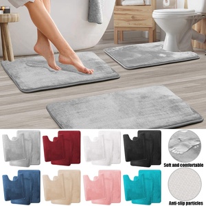Non Slip 3 Piece Toilet Rug <strong>Bathroom</strong> <strong>Set</strong> Microfiber Anti-slip Carpet Polyester Absorbent Memory Foam <strong>Bathroom</strong> Bath <strong>Mat</strong> <strong>Set</strong> - Product Image 1