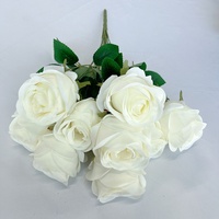 Bouquet de fleurs de roses artificielles en soie à 9 têtes pour les fêtes à la maison et la décoration de mariage