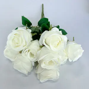 9 Head Arrangement Silk Artificial Rose Flowers Bouquet For Home Parties And Wedding Decoration